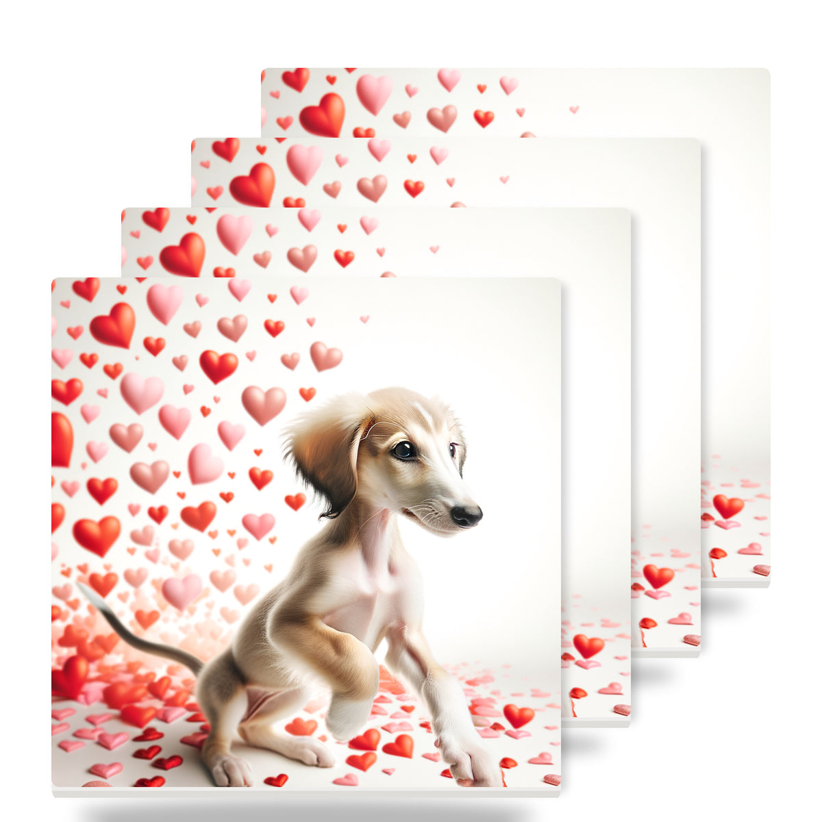 Saluki ceramic coasters set of 4