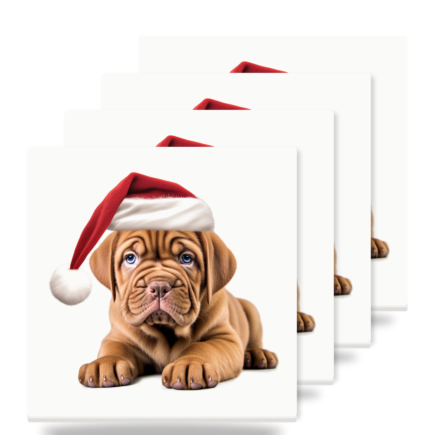Dogue de Bordeaux Puppy Drawing ceramic coasters set of 4