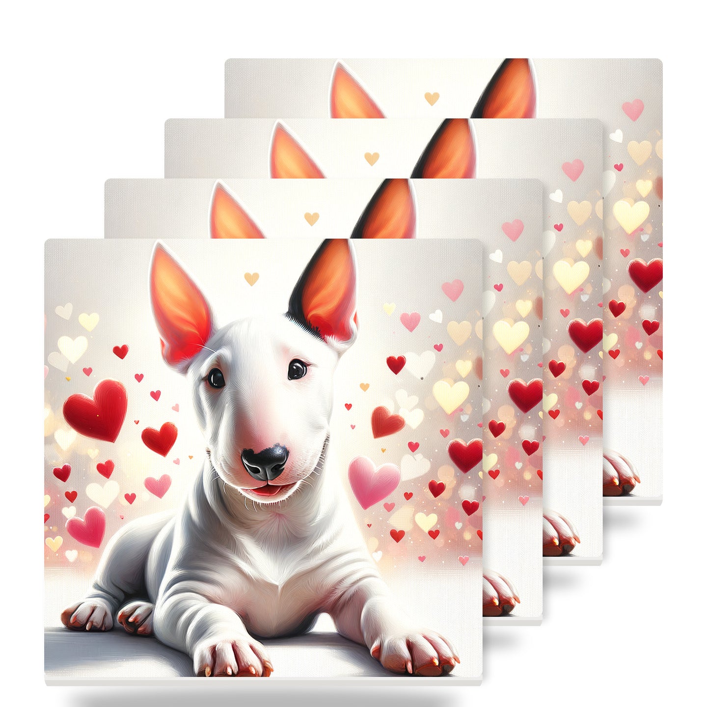 Bull Terrier ceramic coasters set of 4