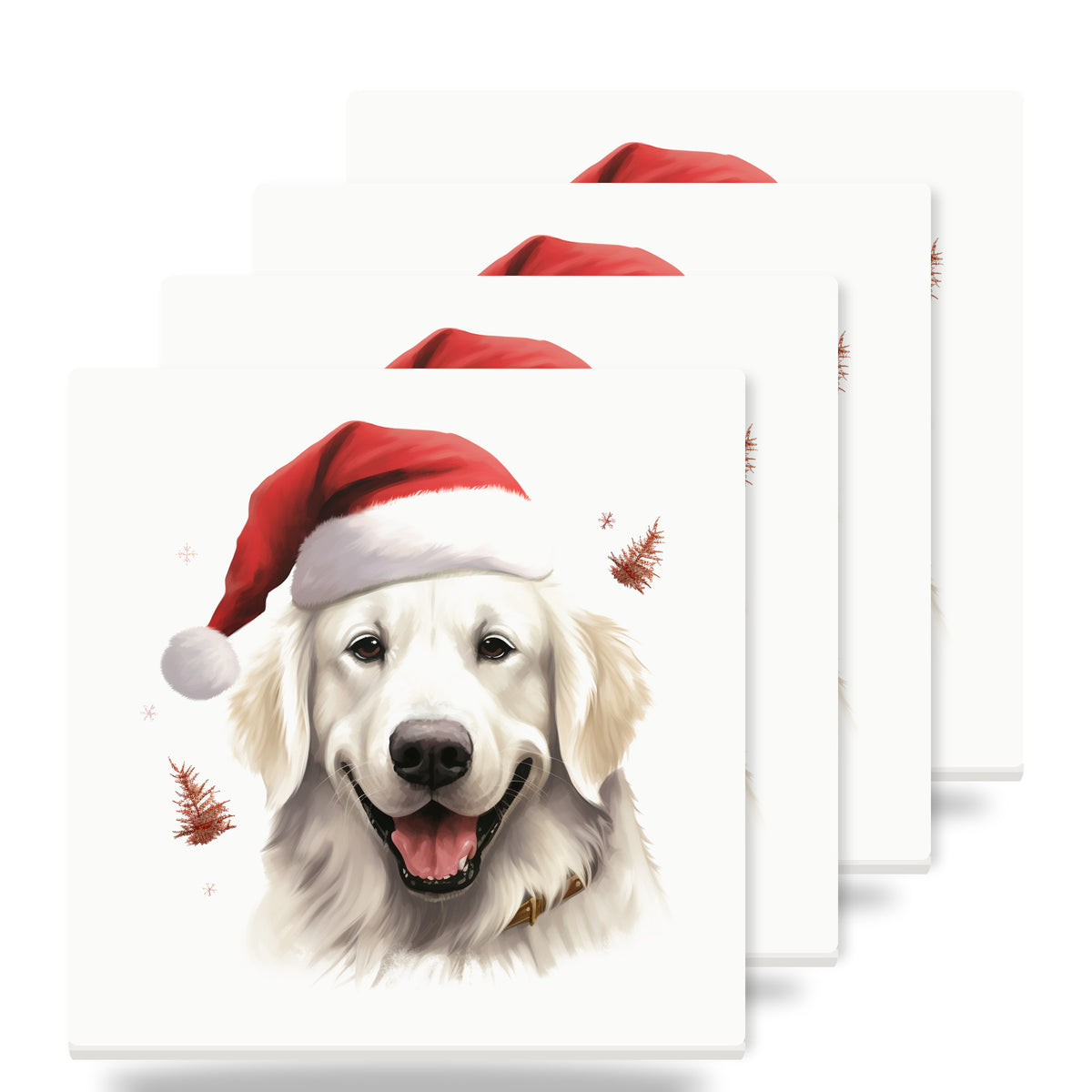 Great Pyrenees ceramic coasters set of 4