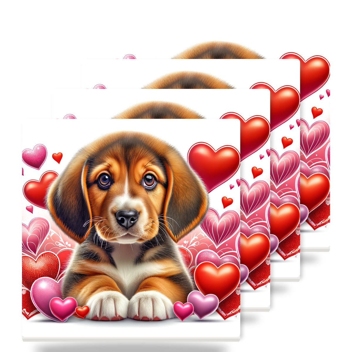 Beagle ceramic coasters set of 4