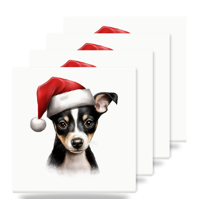 Rat Terrier Puppy Drawing ceramic coasters set of 4