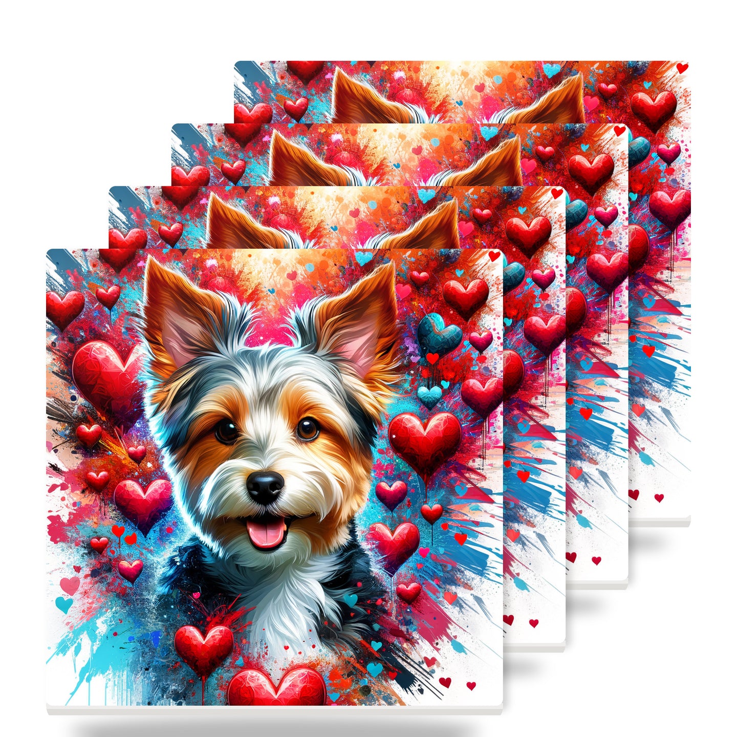 Yorkshire Terrier ceramic coasters set of 4