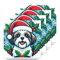 Shih Tzu Christmas Ornament Art ceramic coasters set of 4