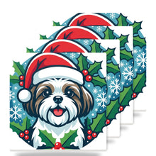 Shih Tzu Christmas Ornament Art ceramic coasters set of 4