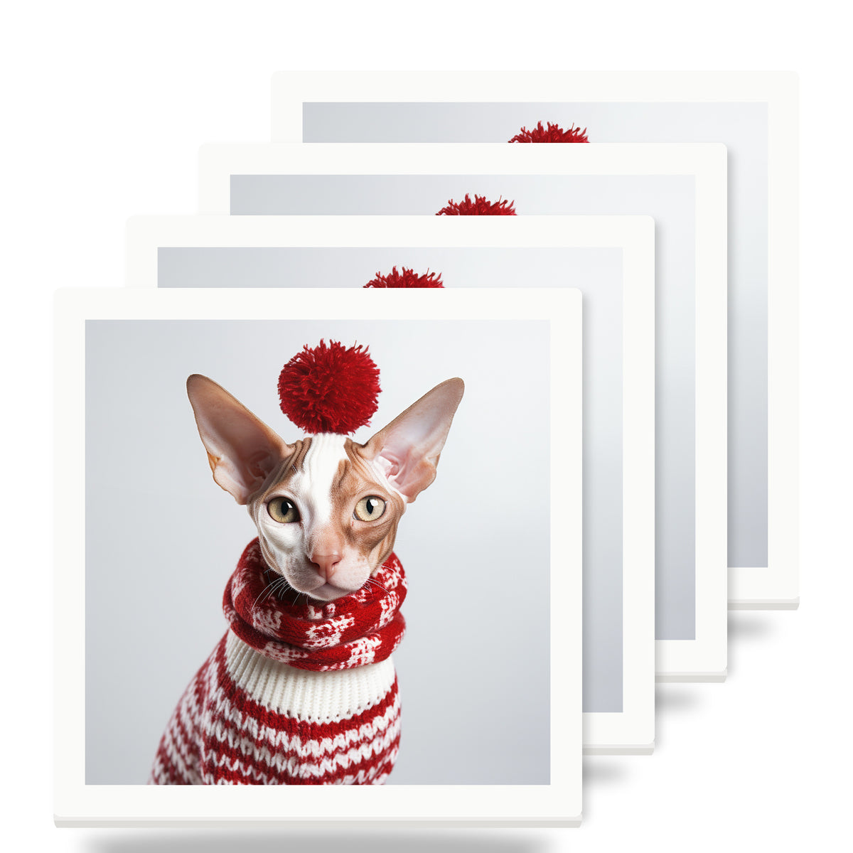 Cornish Rex Cat ceramic coasters set of 4
