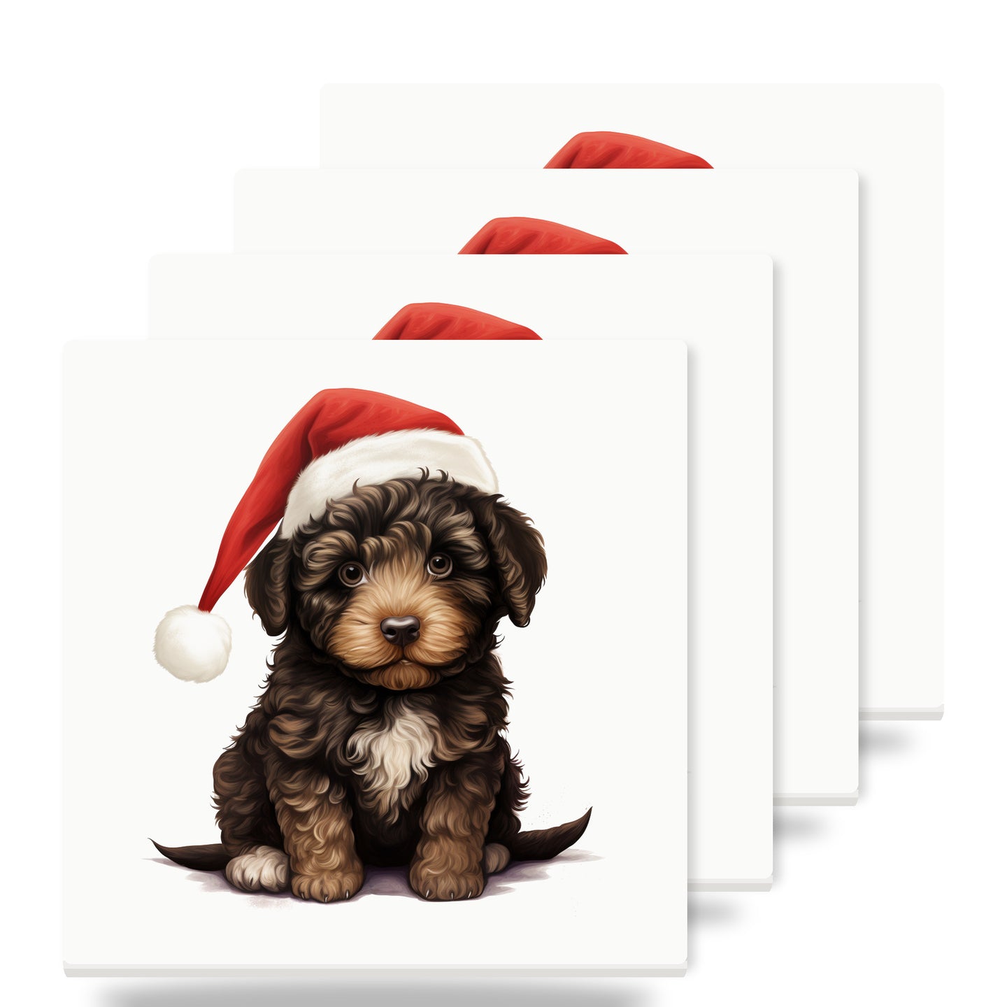 Barbet Puppy Drawing ceramic coasters set of 4