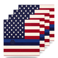 Blue Line K9 Paw Flag ceramic coasters set of 4