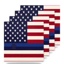 Blue Line K9 Paw Flag ceramic coasters set of 4