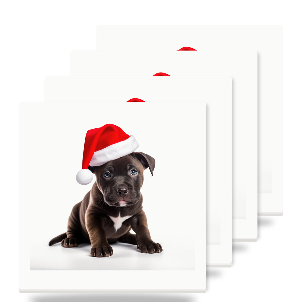 Staffordshire Bull Terrier Puppy ceramic coasters set of 4