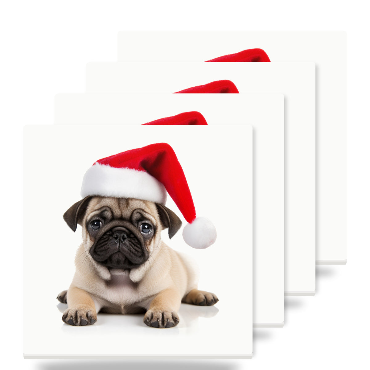 Pug Puppy ceramic coasters set of 4