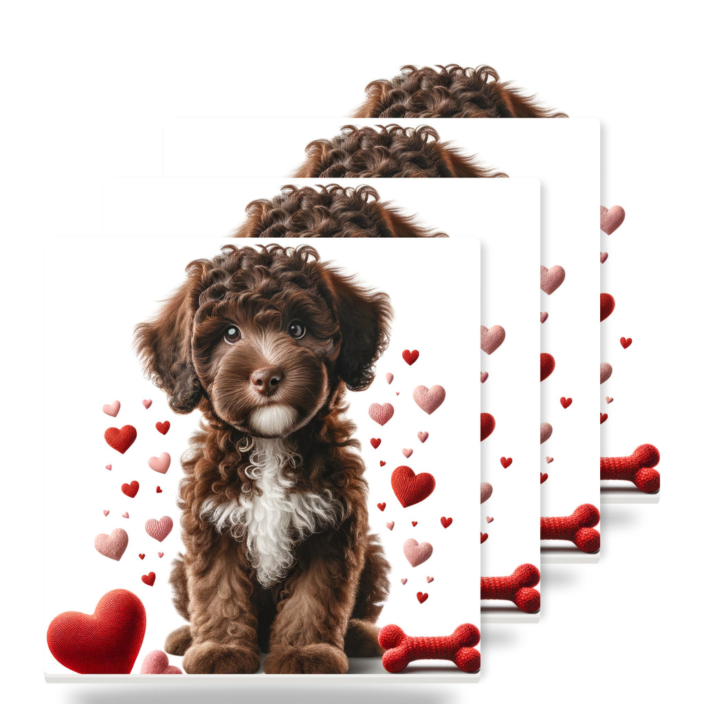 Portuguese Water Dog ceramic coasters set of 4