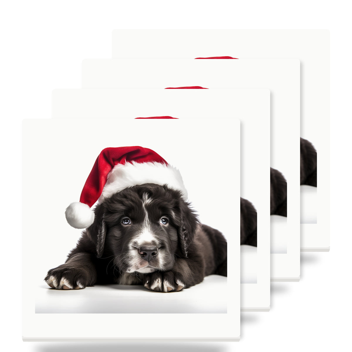 Newfoundland Puppy ceramic coasters set of 4