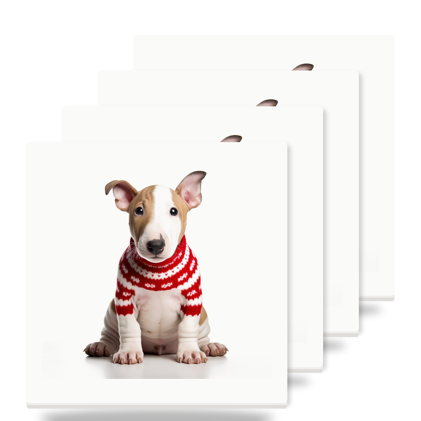 Bull Terrier Puppy ceramic coasters set of 4