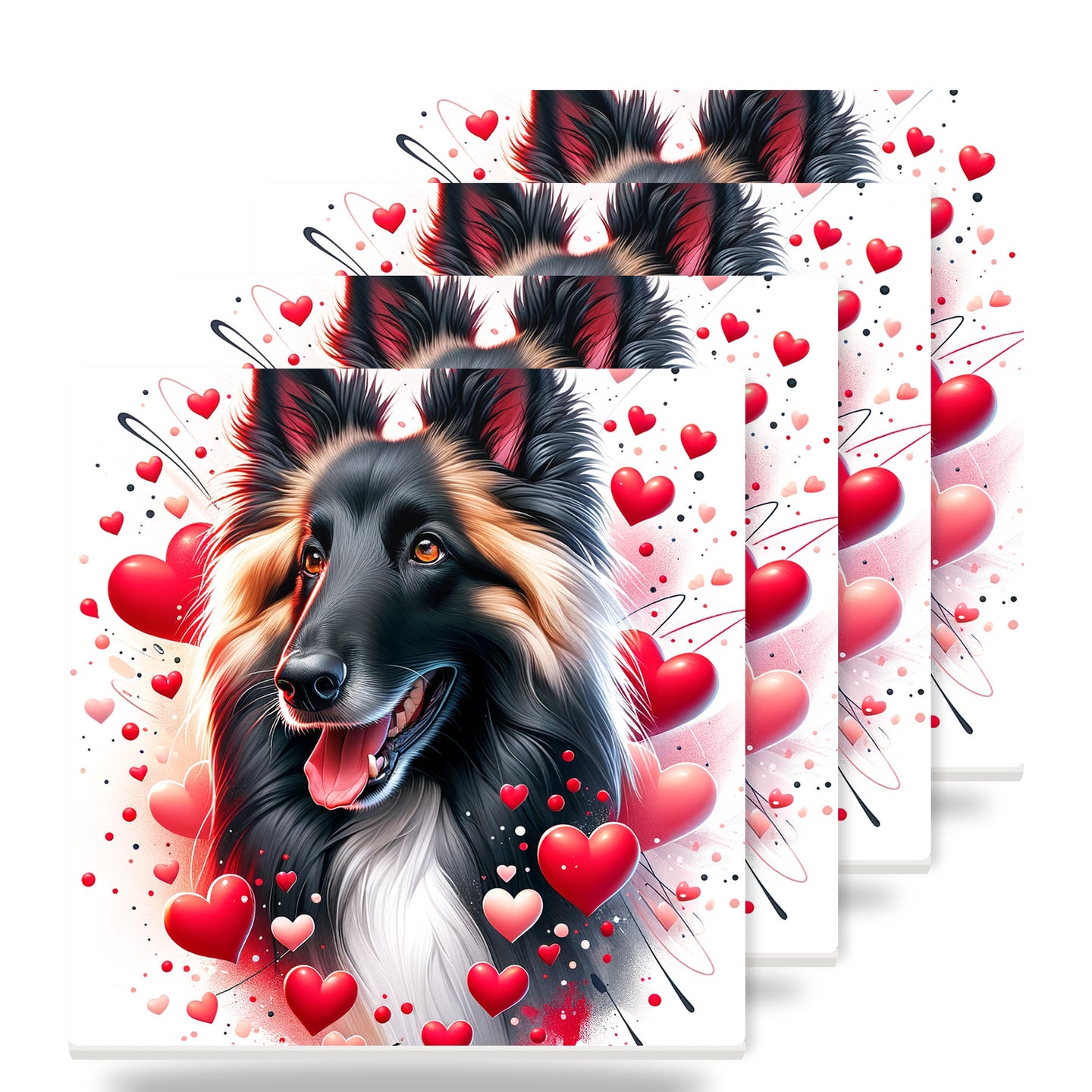 Shetland Sheepdog ceramic coasters set of 4