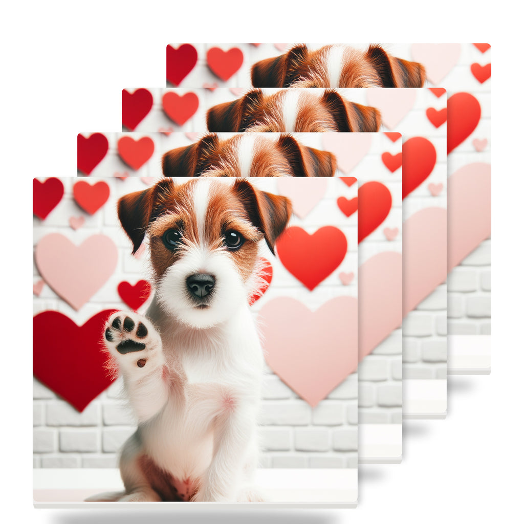 Russell Terrier ceramic coasters set of 4