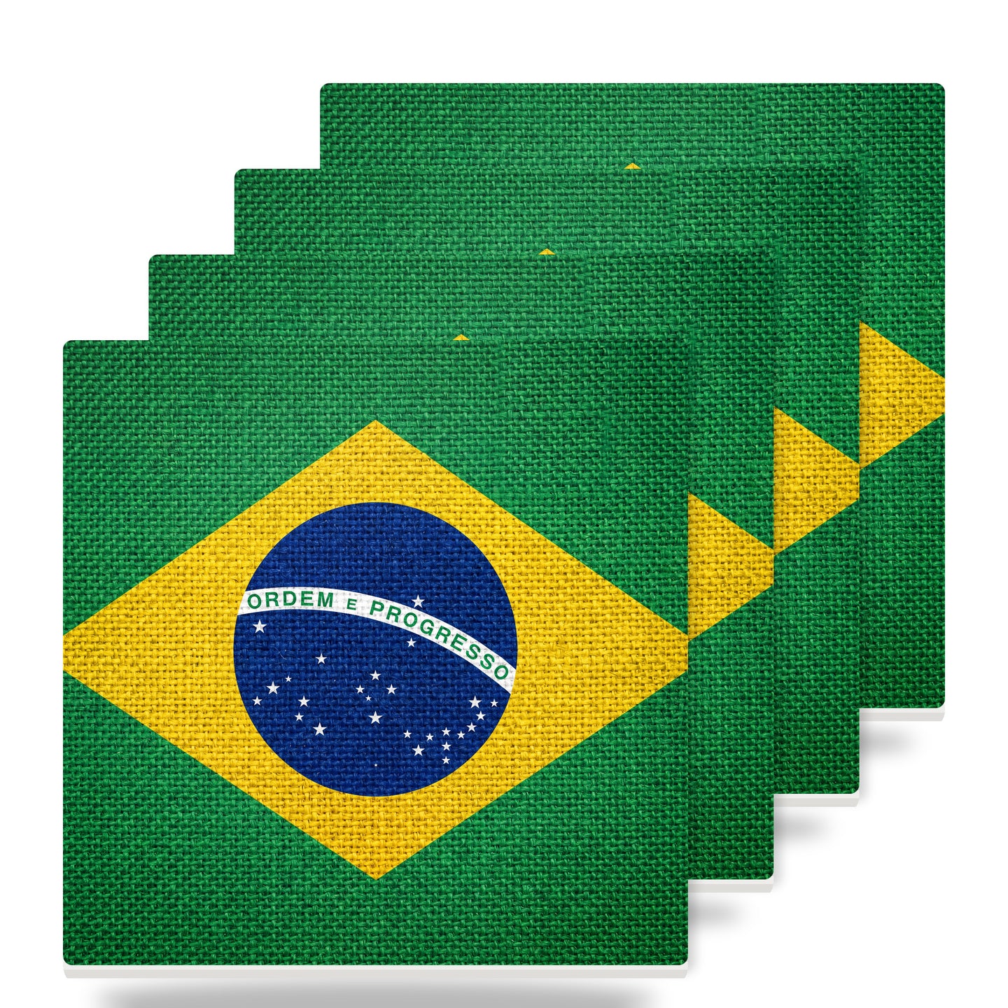 Brazil Flag Pride ceramic coasters set of 4