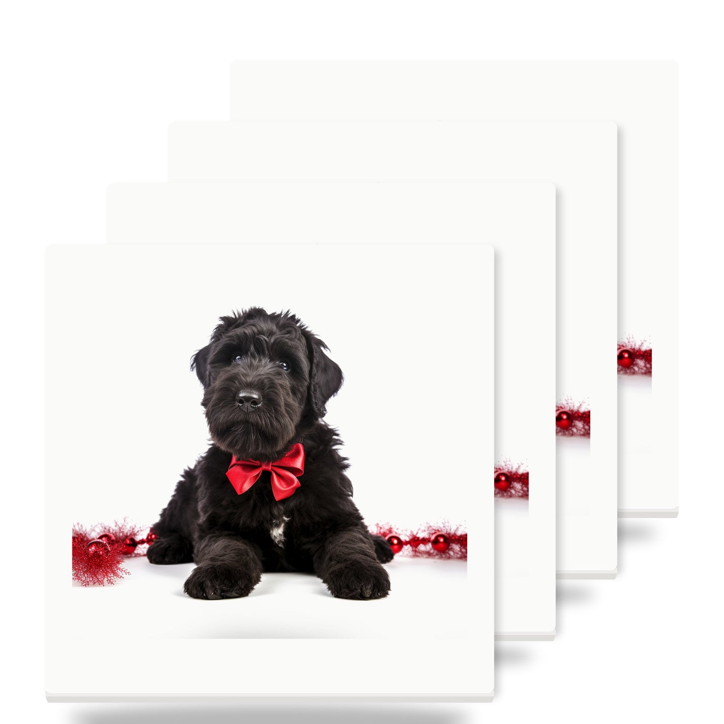 Black Russian Terrier Puppy ceramic coasters set of 4