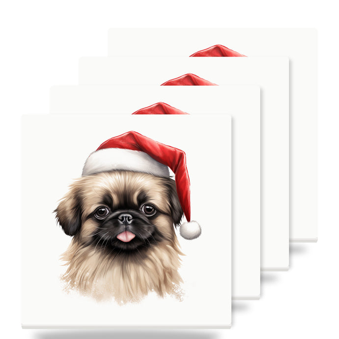 Pekingese Puppy Drawing ceramic coasters set of 4