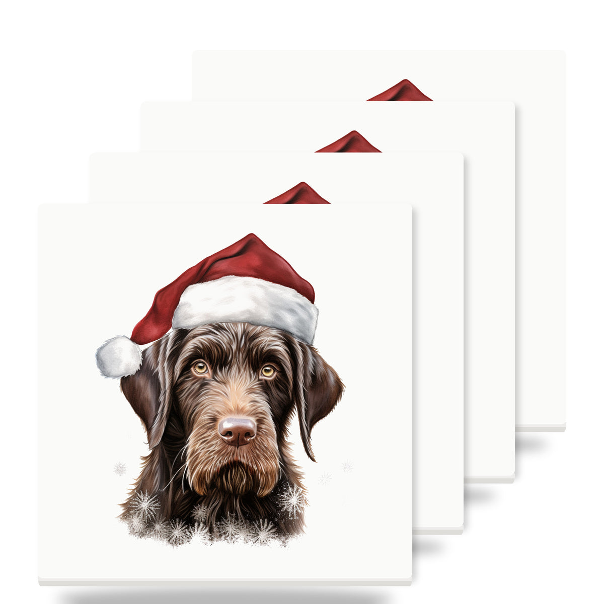German Wirehaired Pointer Puppy Drawing ceramic coasters set of 4
