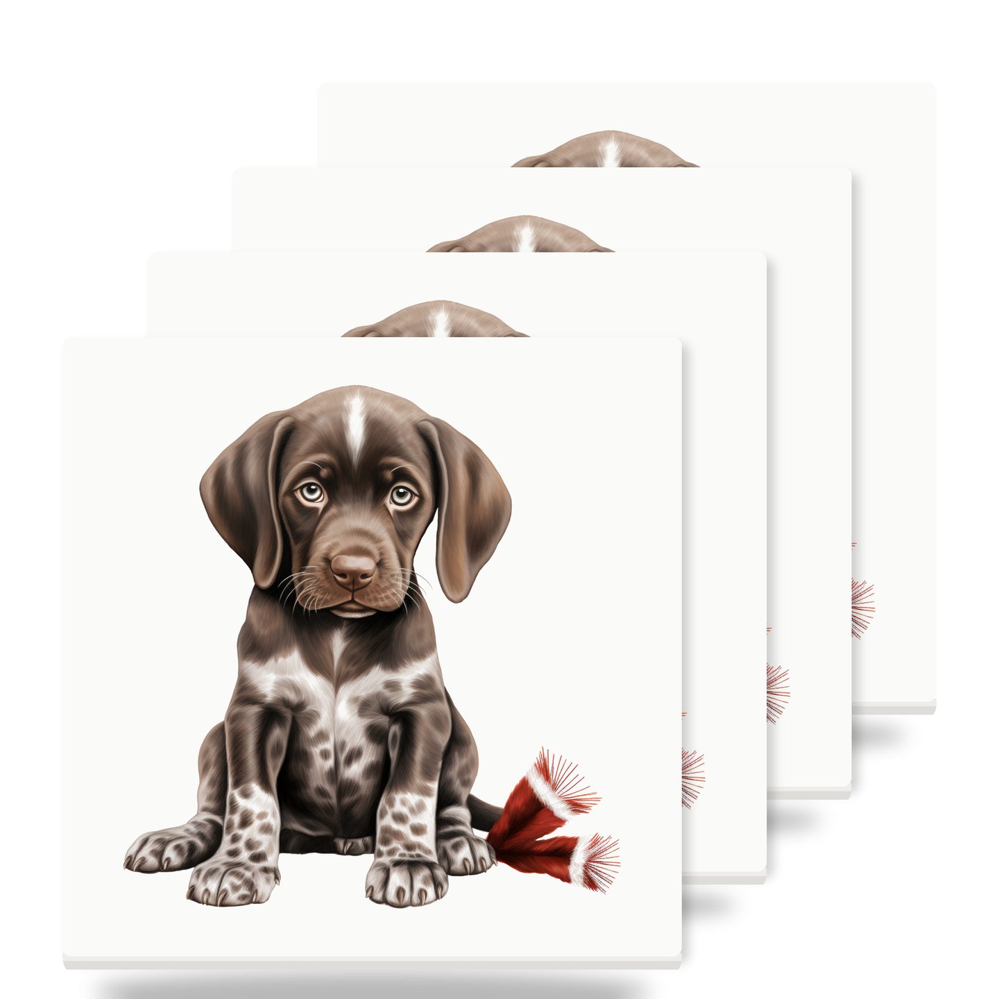German Shorthaired Pointer Puppy Drawing ceramic coasters set of 4