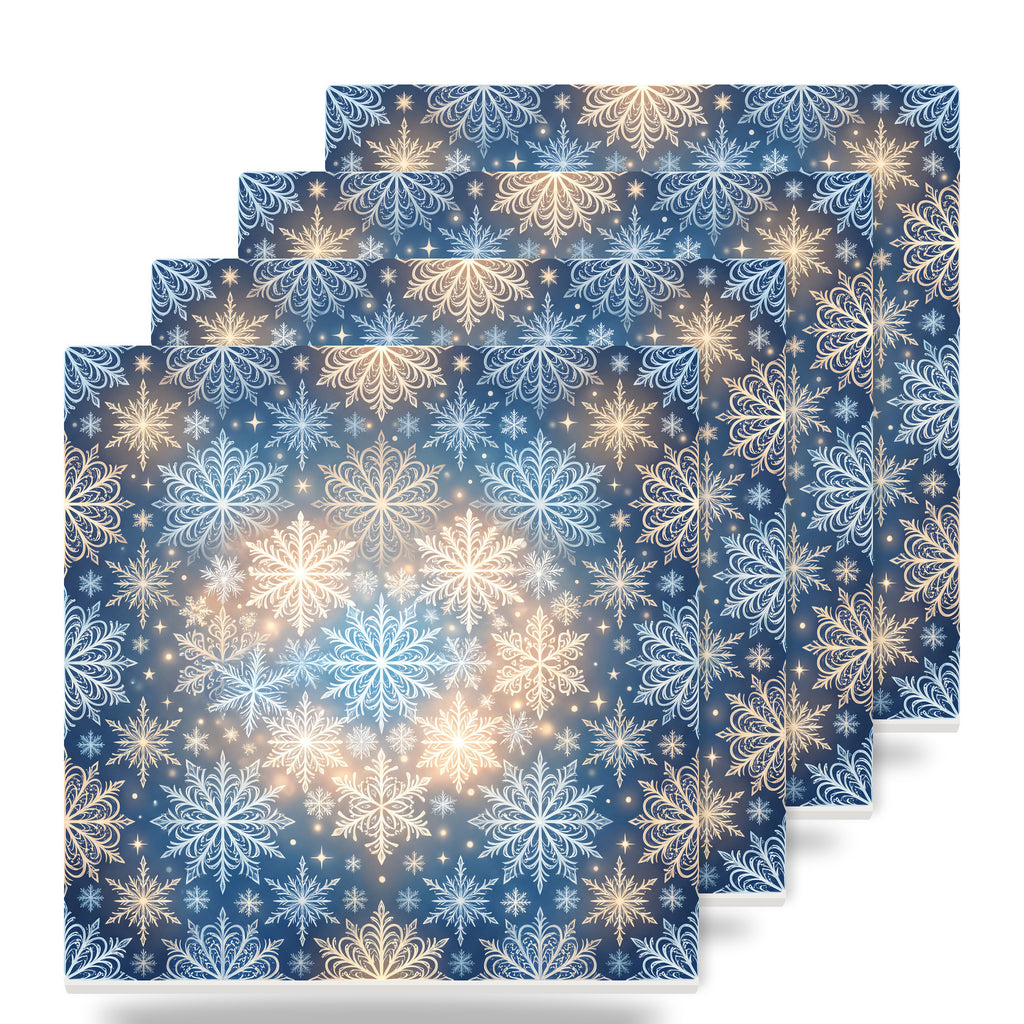 Christmas Snowflakes ceramic coasters set of 4