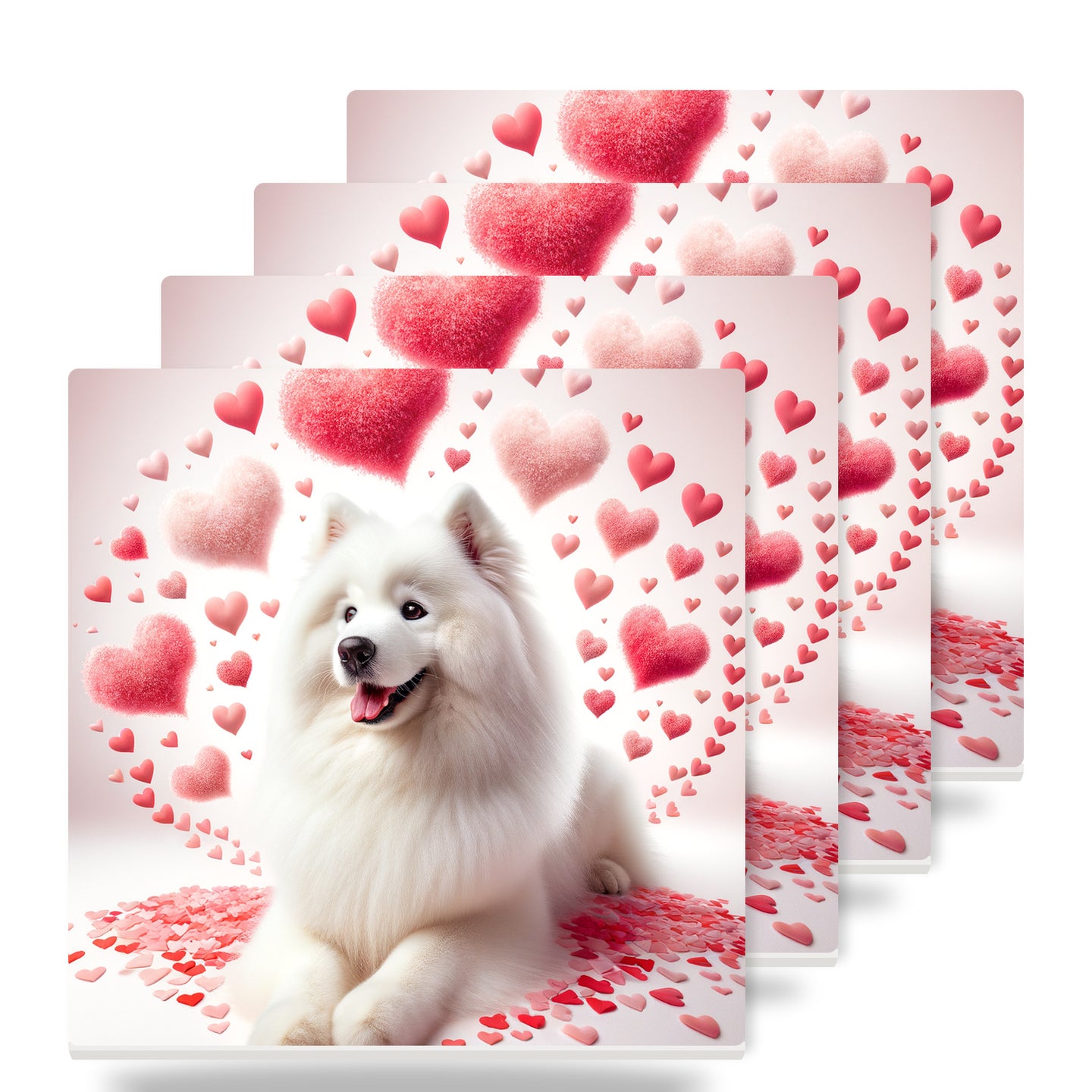 Samoyed ceramic coasters set of 4