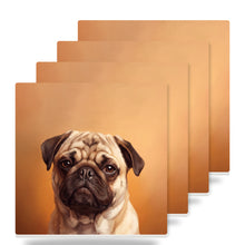 Pug Portrait ceramic coasters set of 4