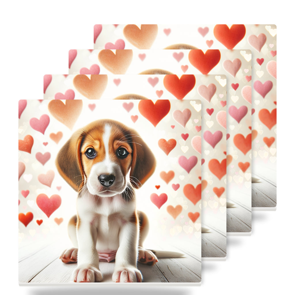 Beagle ceramic coasters set of 4