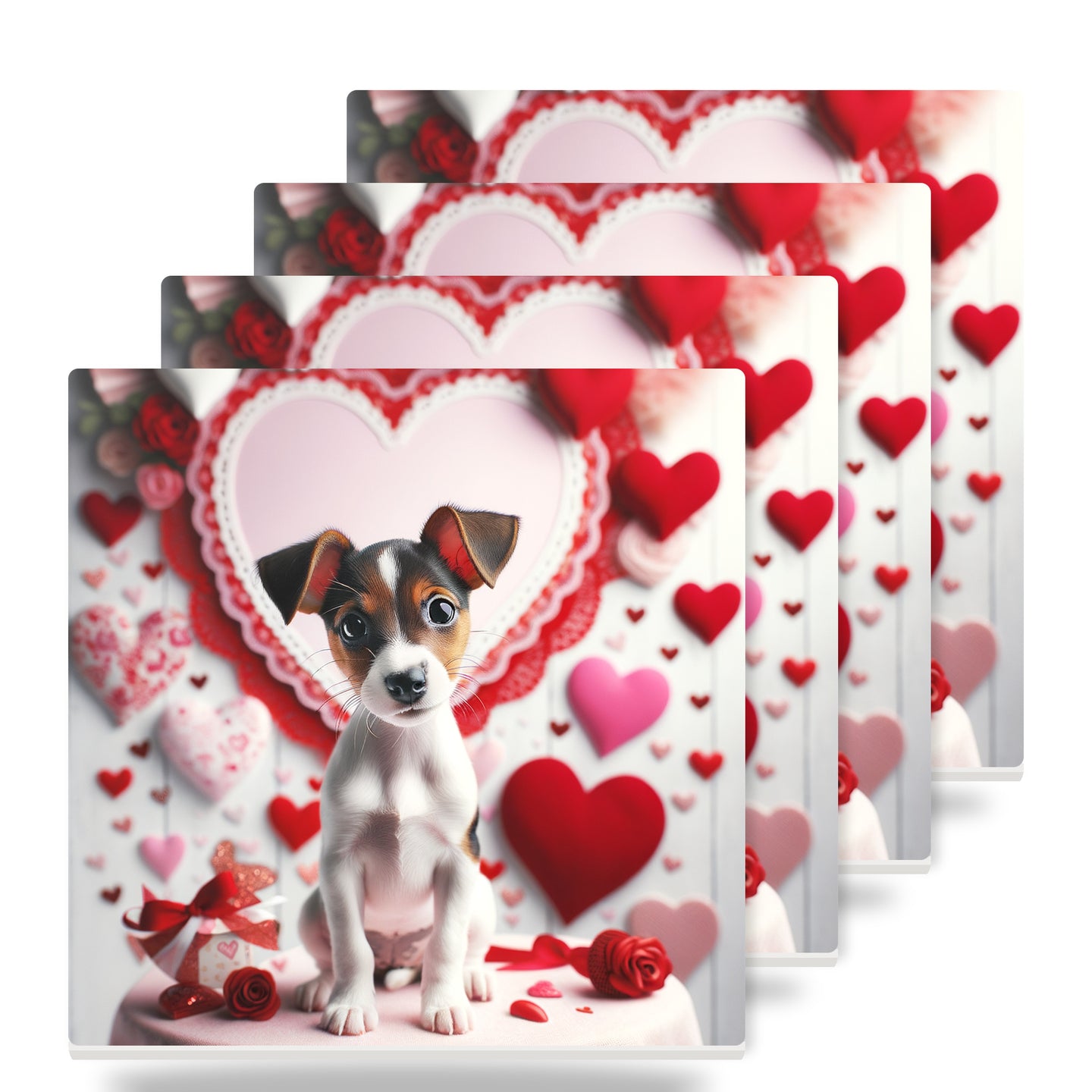 Jack Russell Terrier ceramic coasters set of 4