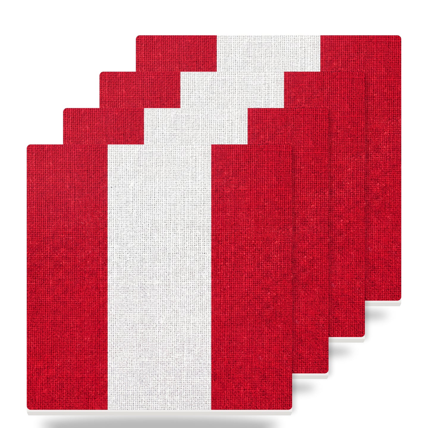 Peru Flag Pride ceramic coasters set of 4