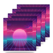 Vaporwave Sunset ceramic coasters set of 4