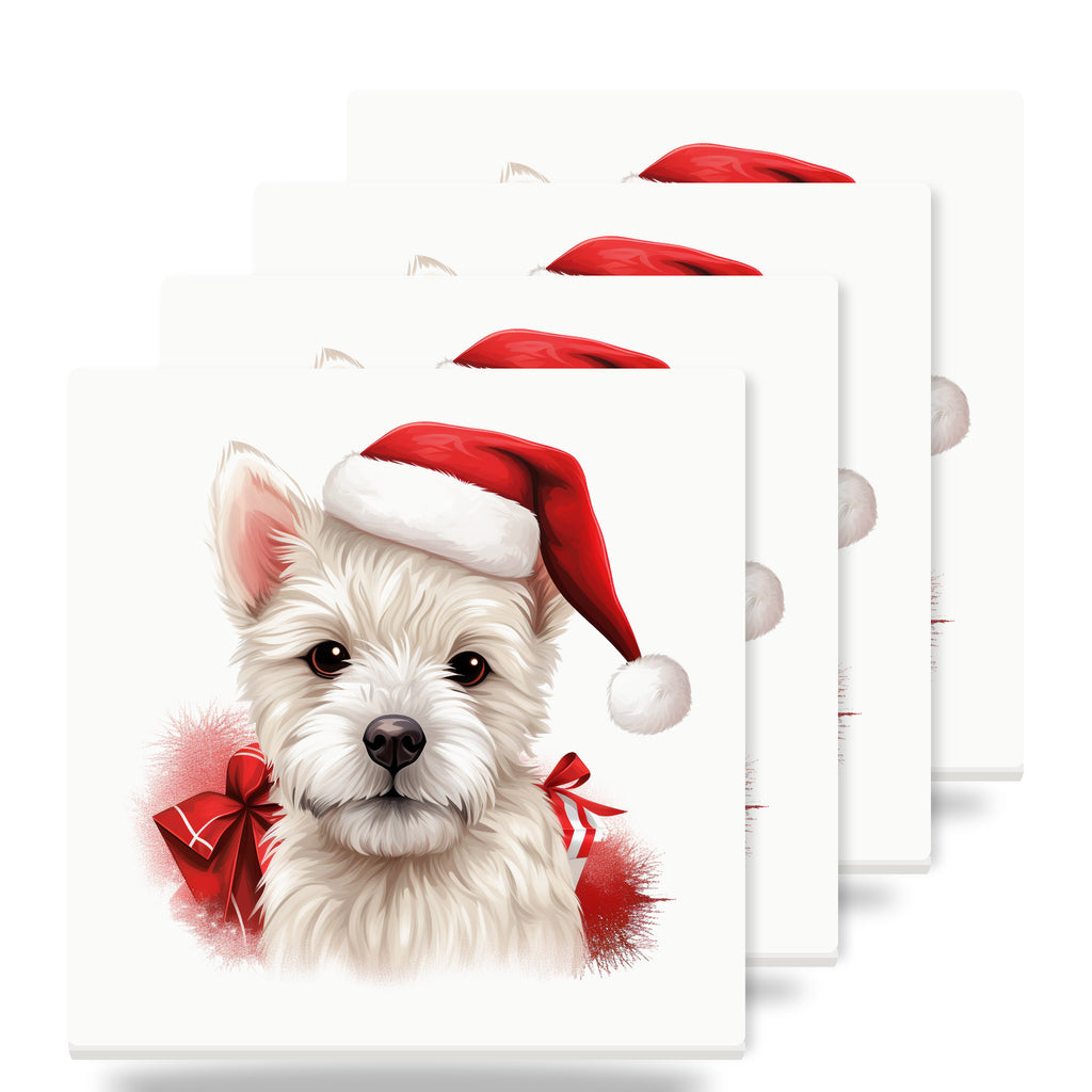 West Highland White Terrier Puppy Drawing ceramic coasters set of 4