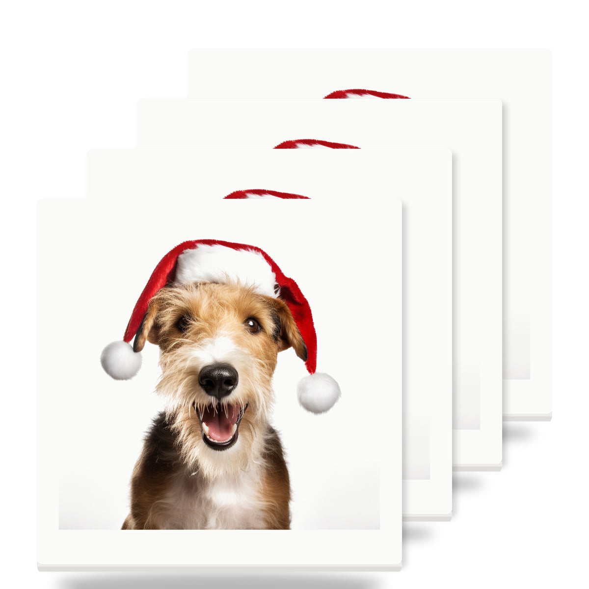 Wire Fox Terrier ceramic coasters set of 4