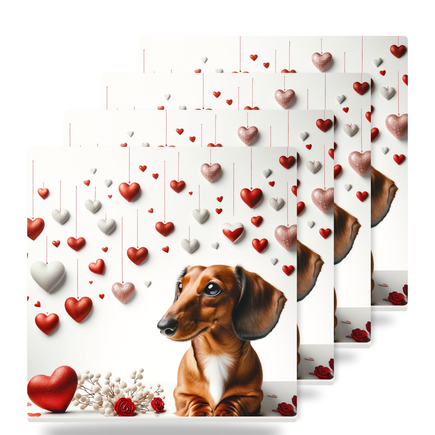 Dachshund ceramic coasters set of 4