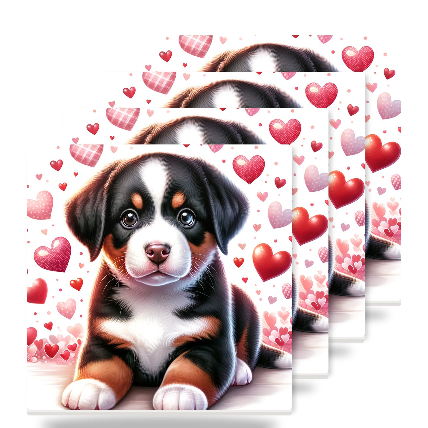 Bernese Mountain Dog ceramic coasters set of 4