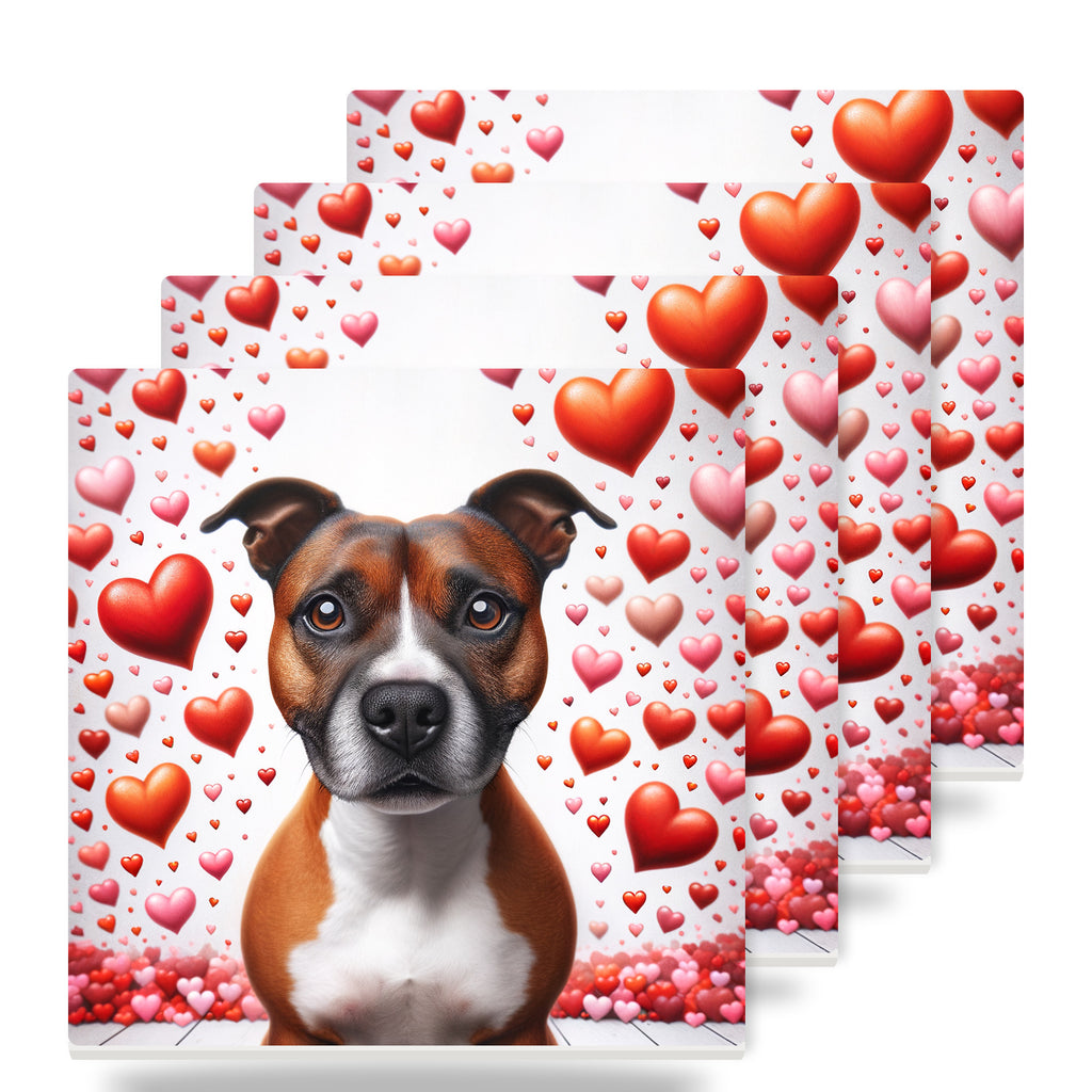 Staffordshire Bull Terrier ceramic coasters set of 4