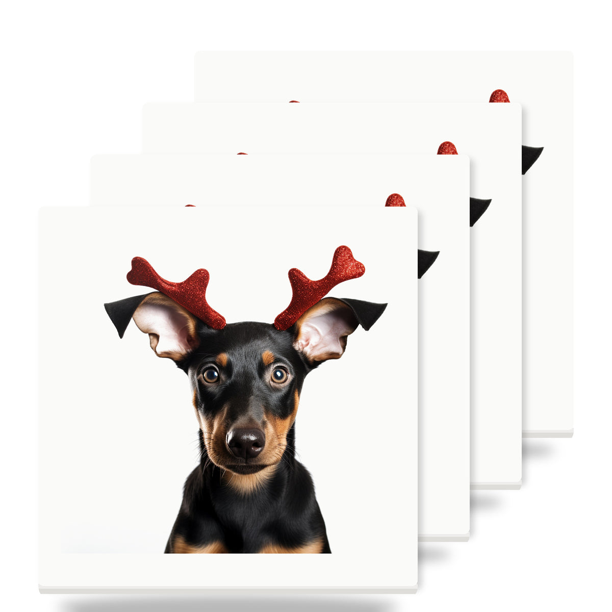 Doberman Pinscher Puppy ceramic coasters set of 4