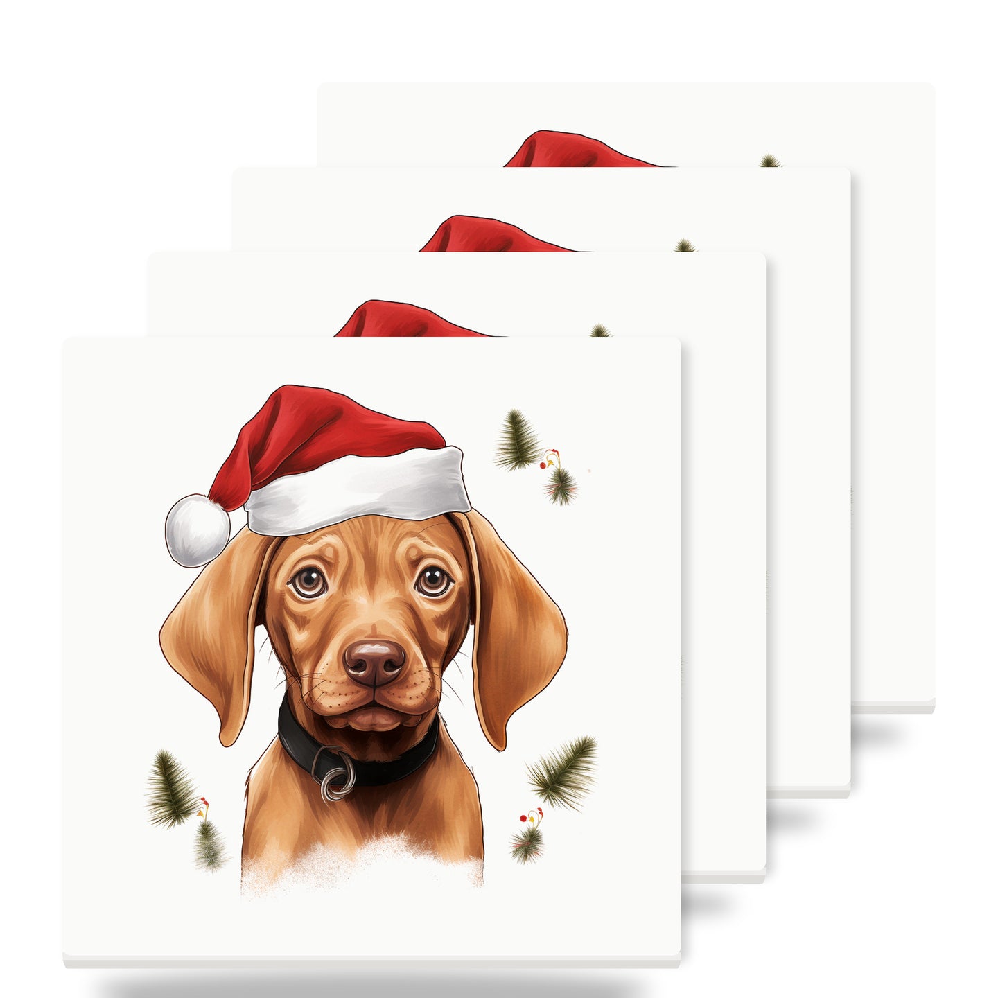 Vizsla Puppy Drawing ceramic coasters set of 4