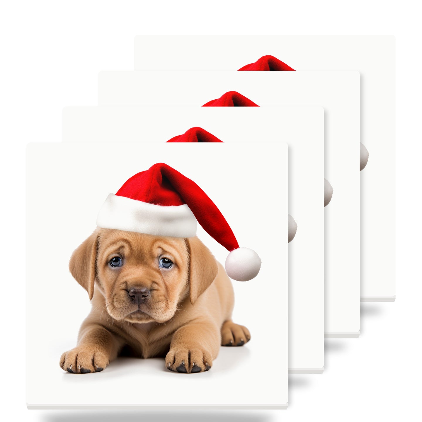 Pulik Puppy ceramic coasters set of 4