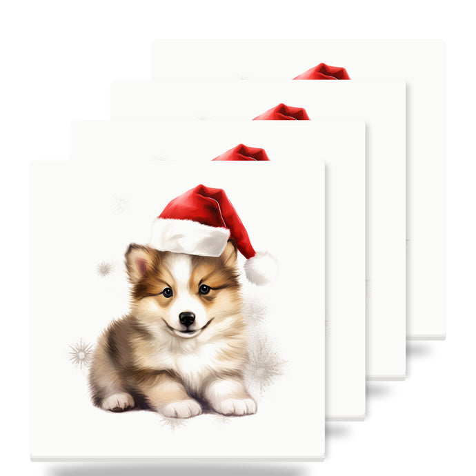 Icelandic Sheepdog Puppy Drawing ceramic coasters set of 4