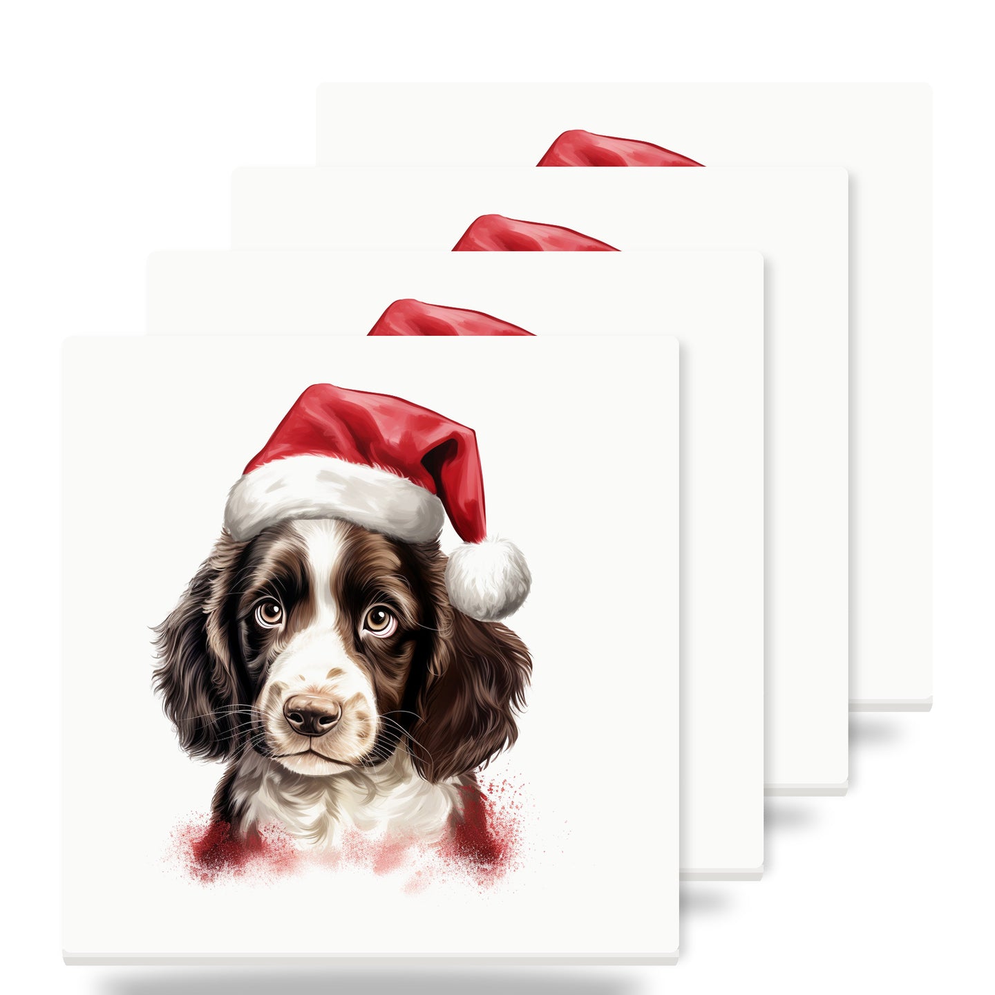 English Springer Spaniel Puppy Drawing ceramic coasters set of 4