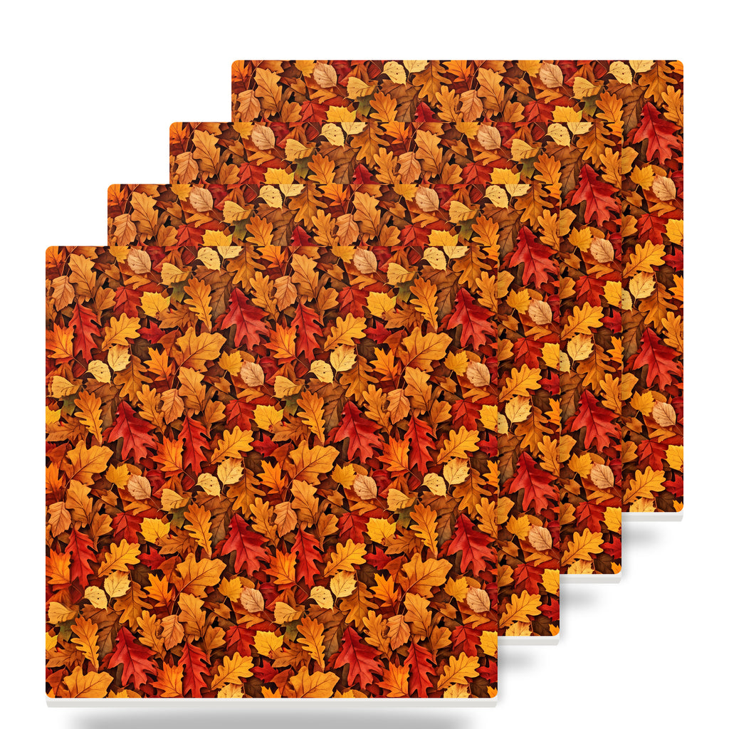 Autumn Leaves ceramic coasters set of 4