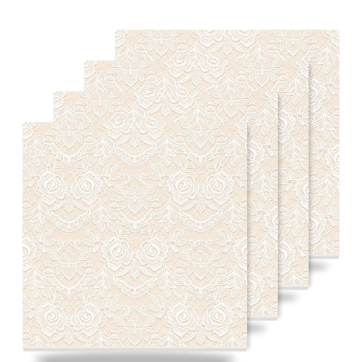 Floral Lace ceramic coasters set of 4