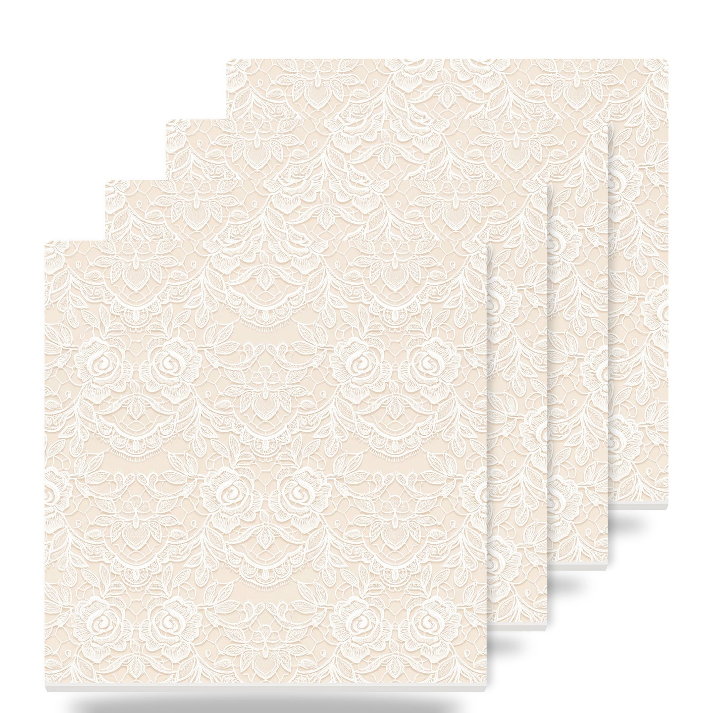 Floral Lace ceramic coasters set of 4