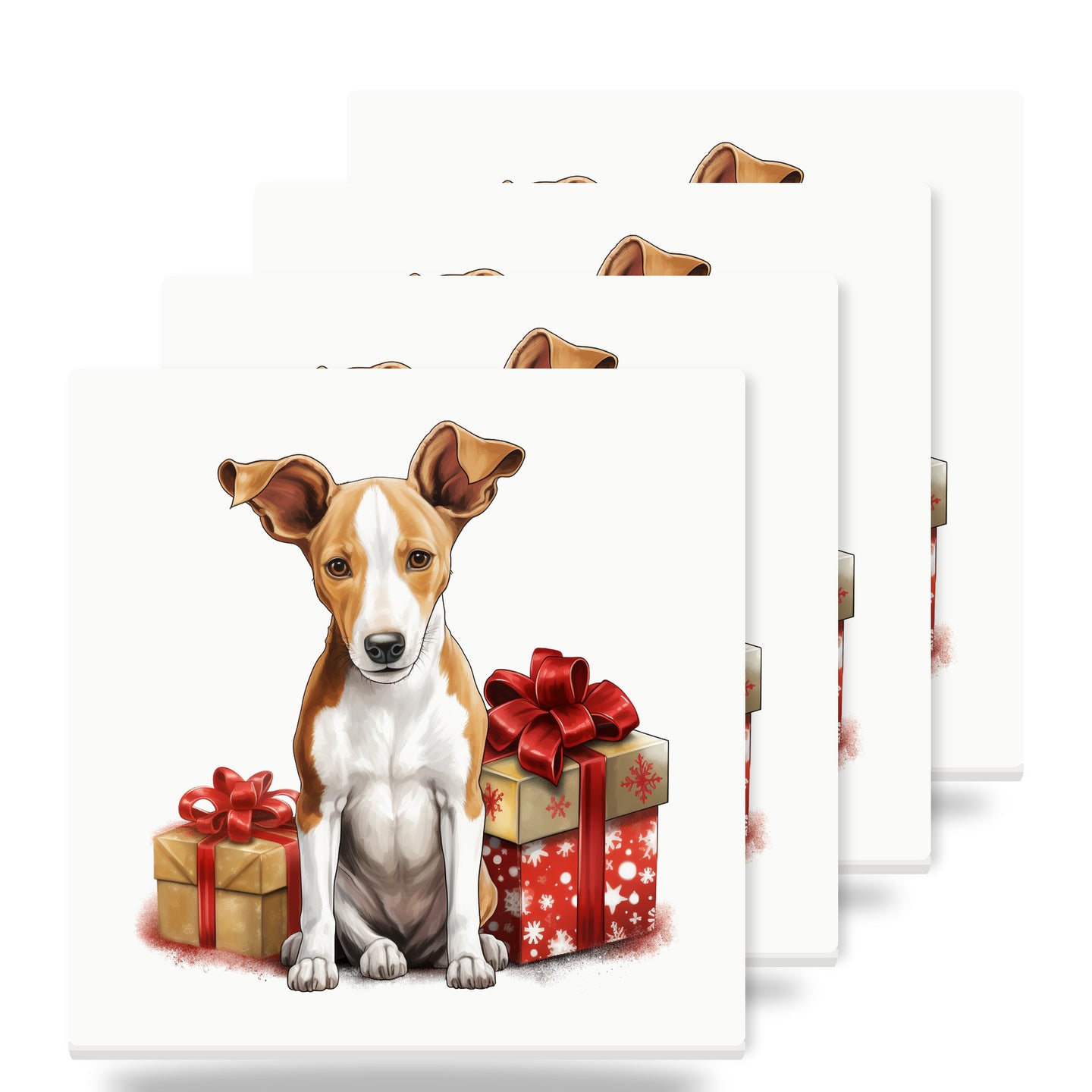 Ibizan Hound Puppy Drawing ceramic coasters set of 4