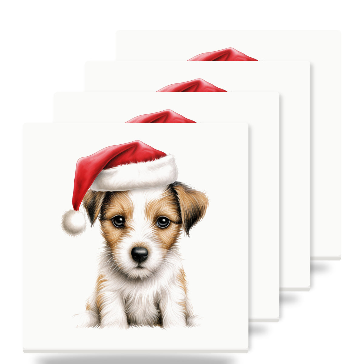 Parson Russell Terrier Puppy Drawing ceramic coasters set of 4