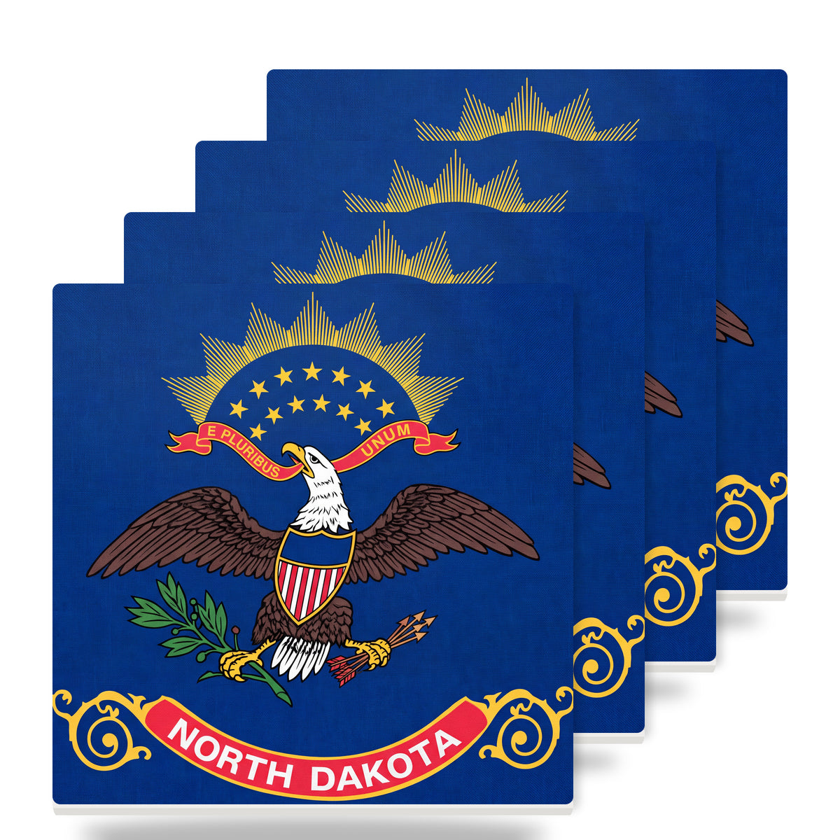 North Dakota State Flag ceramic coasters set of 4