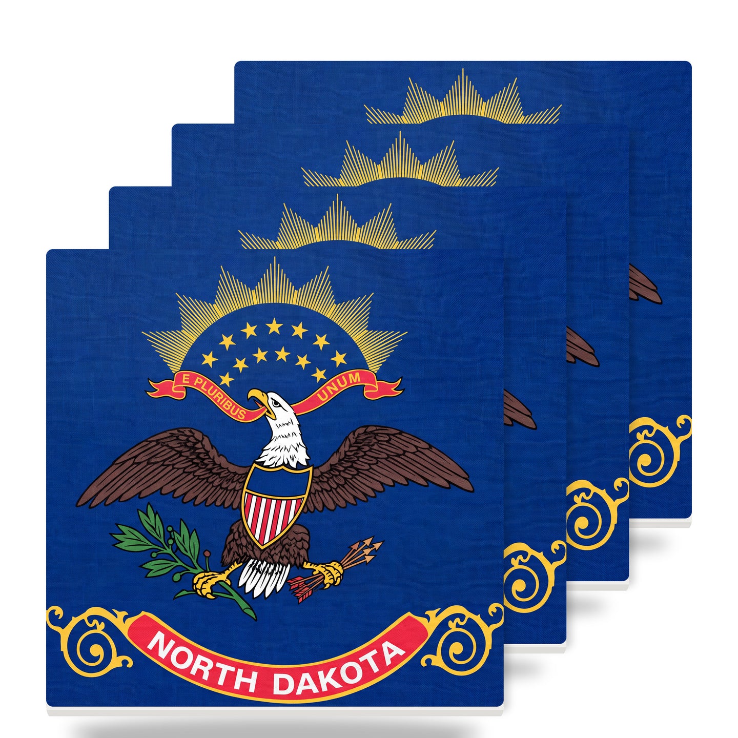 North Dakota State Flag ceramic coasters set of 4