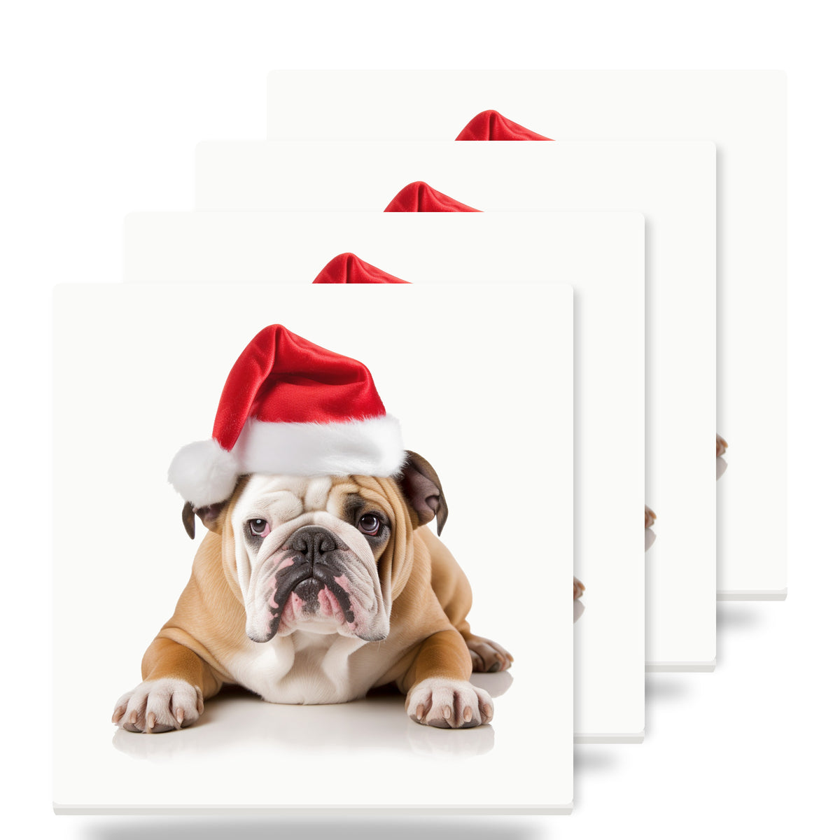 Bulldog ceramic coasters set of 4